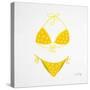 Yellow Bikini White-Cat Coquillette-Stretched Canvas