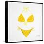 Yellow Bikini White-Cat Coquillette-Framed Stretched Canvas