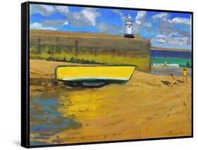 Yellow Boat, St Ives-Andrew Macara-Framed Stretched Canvas