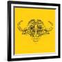 Yellow Buffalo Mesh-NaxArt-Framed Art Print