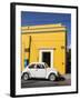 Yellow building and white VW bug, Oaxaca, Mexico, North America-Melissa Kuhnell-Framed Photographic Print