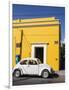 Yellow building and white VW bug, Oaxaca, Mexico, North America-Melissa Kuhnell-Framed Photographic Print