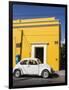 Yellow building and white VW bug, Oaxaca, Mexico, North America-Melissa Kuhnell-Framed Photographic Print