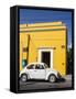 Yellow building and white VW bug, Oaxaca, Mexico, North America-Melissa Kuhnell-Framed Stretched Canvas