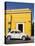 Yellow building and white VW bug, Oaxaca, Mexico, North America-Melissa Kuhnell-Stretched Canvas