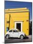 Yellow building and white VW bug, Oaxaca, Mexico, North America-Melissa Kuhnell-Mounted Photographic Print