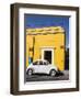 Yellow building and white VW bug, Oaxaca, Mexico, North America-Melissa Kuhnell-Framed Photographic Print