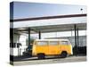 Yellow Bus and Deserted Gas Station, Page, Arizona-Kevin Lange-Stretched Canvas