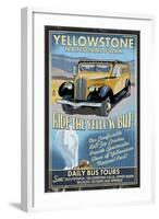 Yellow Bus - Yellowstone National Park-Lantern Press-Framed Art Print