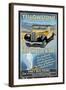 Yellow Bus - Yellowstone National Park-Lantern Press-Framed Art Print