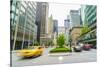 Yellow cab and cars on Park Avenue, Manhattan, New York City, United States of America, North Ameri-Fraser Hall-Stretched Canvas