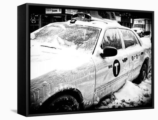 Yellow Cab in the Snow-Philippe Hugonnard-Framed Stretched Canvas