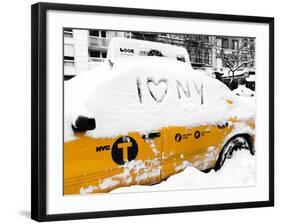 Yellow Cab in the Snow-Philippe Hugonnard-Framed Photographic Print