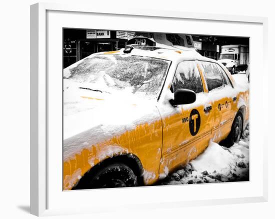 Yellow Cab in the Snow-Philippe Hugonnard-Framed Photographic Print