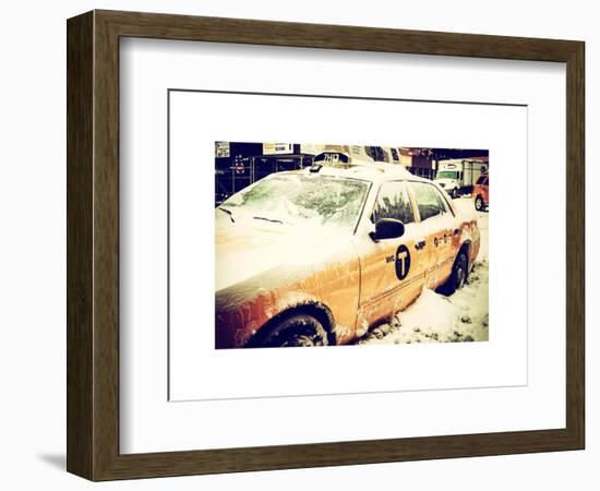 Yellow Cab in the Snow-Philippe Hugonnard-Framed Art Print