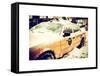 Yellow Cab in the Snow-Philippe Hugonnard-Framed Stretched Canvas