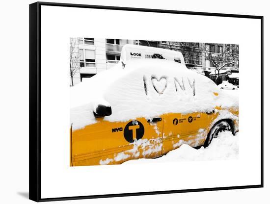 Yellow Cab in the Snow-Philippe Hugonnard-Framed Stretched Canvas