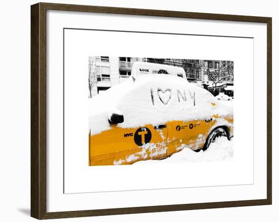 Yellow Cab in the Snow-Philippe Hugonnard-Framed Art Print