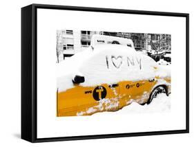 Yellow Cab in the Snow-Philippe Hugonnard-Framed Stretched Canvas