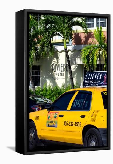 Yellow Cab of Miami Beach - Florida-Philippe Hugonnard-Framed Stretched Canvas