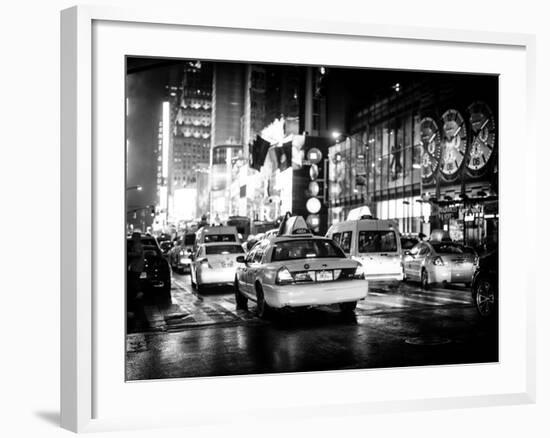 Yellow Cab on 7th Avenue at Times Square by Night-Philippe Hugonnard-Framed Photographic Print