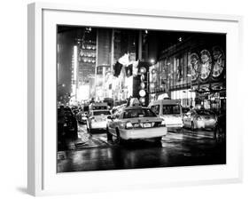 Yellow Cab on 7th Avenue at Times Square by Night-Philippe Hugonnard-Framed Photographic Print