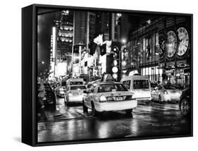 Yellow Cab on 7th Avenue at Times Square by Night-Philippe Hugonnard-Framed Stretched Canvas