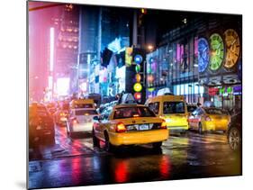 Yellow Cab on 7th Avenue at Times Square by Night-Philippe Hugonnard-Mounted Photographic Print