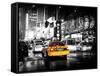 Yellow Cab on 7th Avenue at Times Square by Night-Philippe Hugonnard-Framed Stretched Canvas