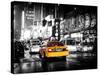 Yellow Cab on 7th Avenue at Times Square by Night-Philippe Hugonnard-Stretched Canvas