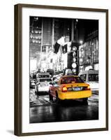 Yellow Cab on 7th Avenue at Times Square by Night-Philippe Hugonnard-Framed Photographic Print