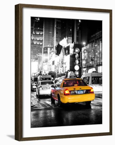 Yellow Cab on 7th Avenue at Times Square by Night-Philippe Hugonnard-Framed Photographic Print