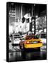 Yellow Cab on 7th Avenue at Times Square by Night-Philippe Hugonnard-Framed Stretched Canvas