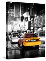 Yellow Cab on 7th Avenue at Times Square by Night-Philippe Hugonnard-Stretched Canvas