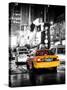 Yellow Cab on 7th Avenue at Times Square by Night-Philippe Hugonnard-Stretched Canvas