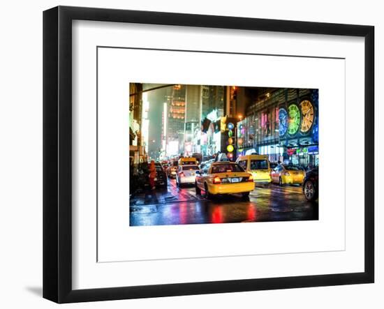 Yellow Cab on 7th Avenue at Times Square by Night-Philippe Hugonnard-Framed Art Print