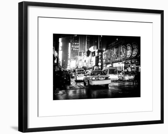 Yellow Cab on 7th Avenue at Times Square by Night-Philippe Hugonnard-Framed Art Print