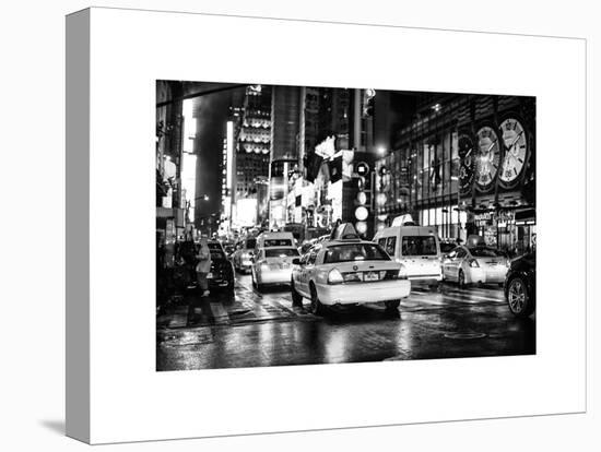 Yellow Cab on 7th Avenue at Times Square by Night-Philippe Hugonnard-Stretched Canvas