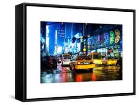 Yellow Cab on 7th Avenue at Times Square by Night-Philippe Hugonnard-Framed Stretched Canvas