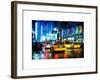Yellow Cab on 7th Avenue at Times Square by Night-Philippe Hugonnard-Framed Art Print
