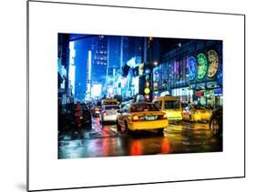 Yellow Cab on 7th Avenue at Times Square by Night-Philippe Hugonnard-Mounted Art Print