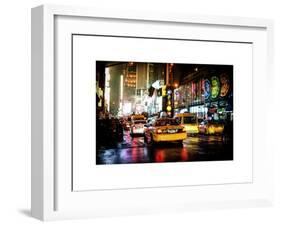 Yellow Cab on 7th Avenue at Times Square by Night-Philippe Hugonnard-Framed Art Print