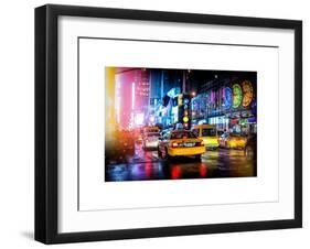 Yellow Cab on 7th Avenue at Times Square by Night-Philippe Hugonnard-Framed Art Print