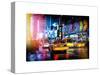 Yellow Cab on 7th Avenue at Times Square by Night-Philippe Hugonnard-Stretched Canvas