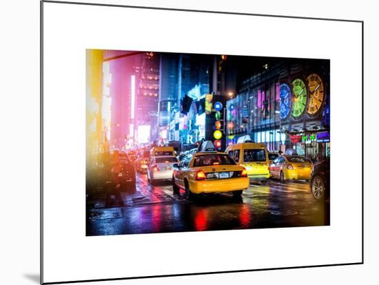 Yellow Cab on 7th Avenue at Times Square by Night-Philippe Hugonnard-Mounted Art Print