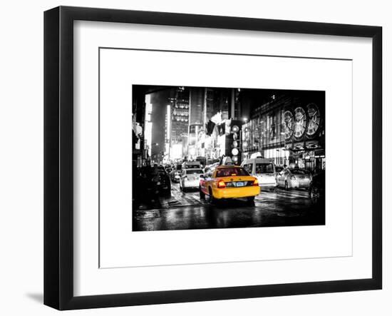 Yellow Cab on 7th Avenue at Times Square by Night-Philippe Hugonnard-Framed Art Print