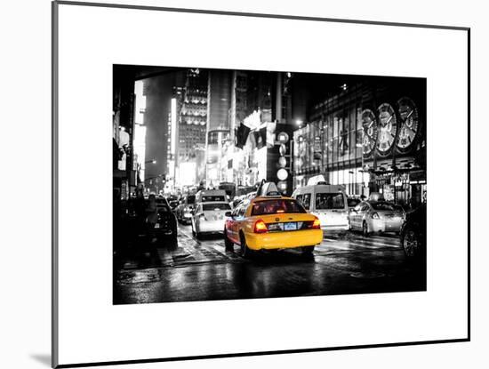 Yellow Cab on 7th Avenue at Times Square by Night-Philippe Hugonnard-Mounted Art Print