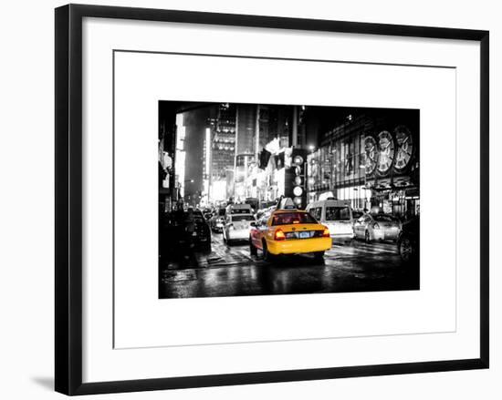 Yellow Cab on 7th Avenue at Times Square by Night-Philippe Hugonnard-Framed Art Print