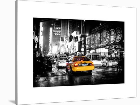 Yellow Cab on 7th Avenue at Times Square by Night-Philippe Hugonnard-Stretched Canvas