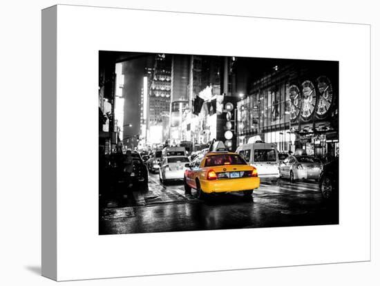 Yellow Cab on 7th Avenue at Times Square by Night-Philippe Hugonnard-Stretched Canvas